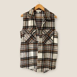 C By One Plaid Buttoned Vest
